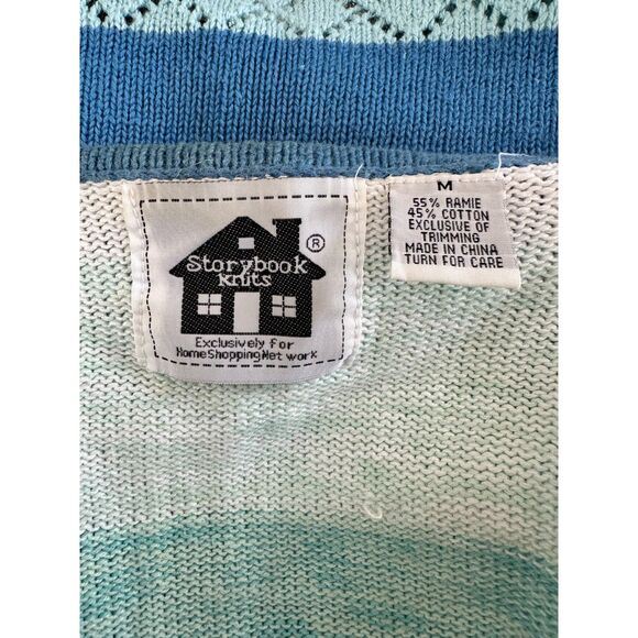 VTG Storybook Knits Button-Up Sea Sounds Sweater Cardigan Beach Scene Womens M - Picture 4 of 10